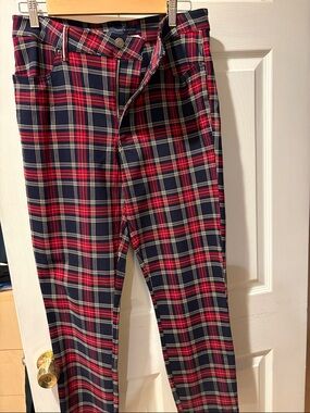 Tommy Hilfiger Red and Navy Plaid Pants